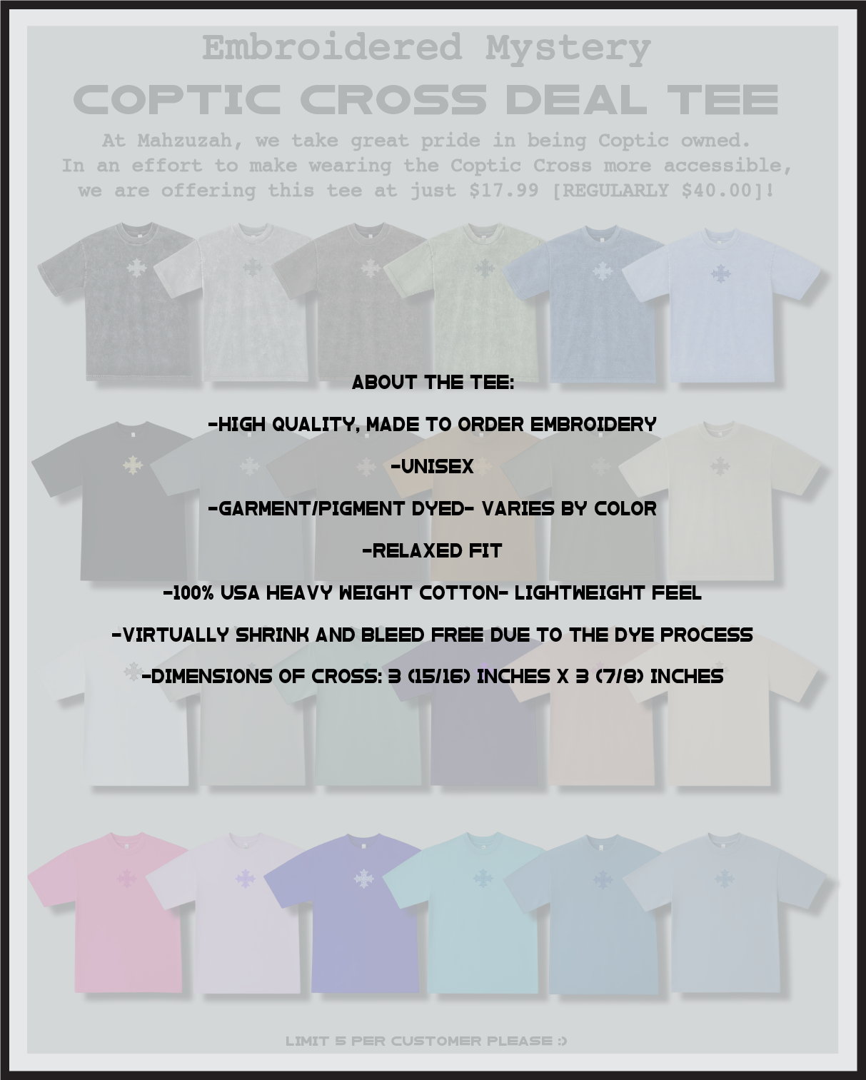 [DEAL TEE] Embroidered Unisex Mystery Coptic Cross Tee