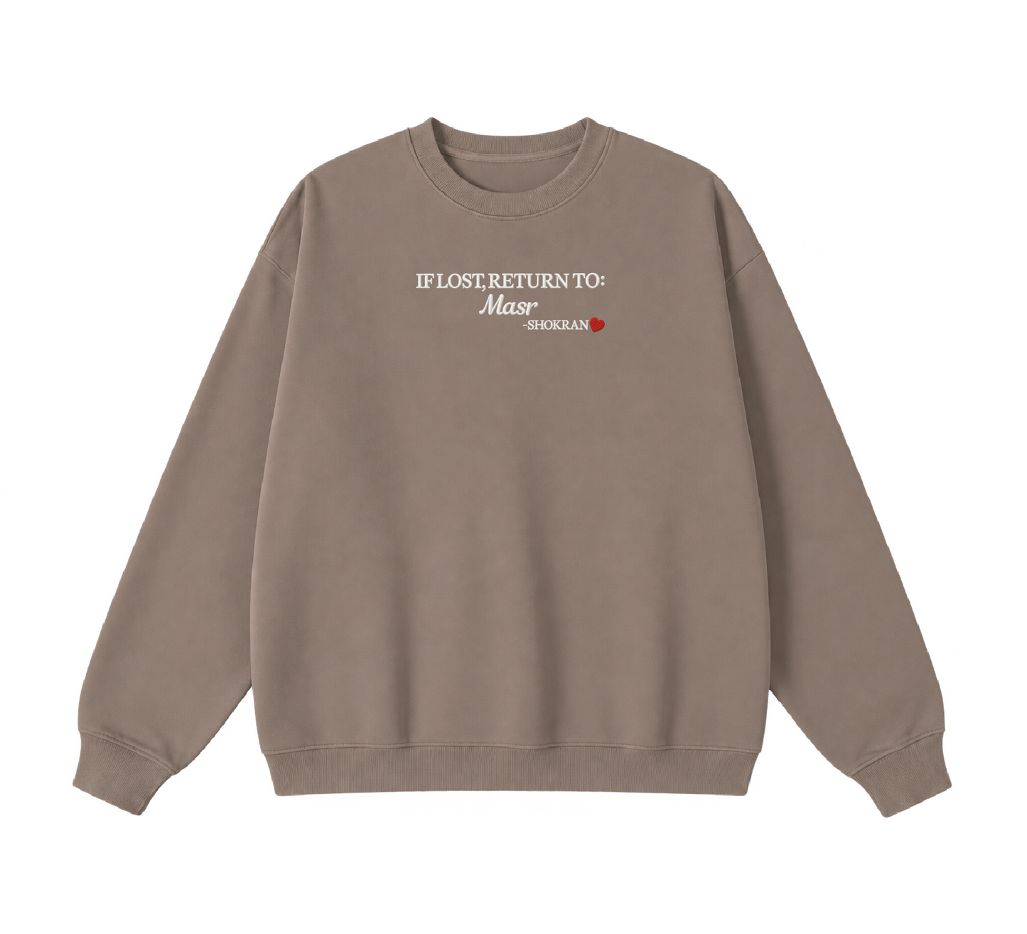 Embroidered If Lost, Return to Masr Crewneck
