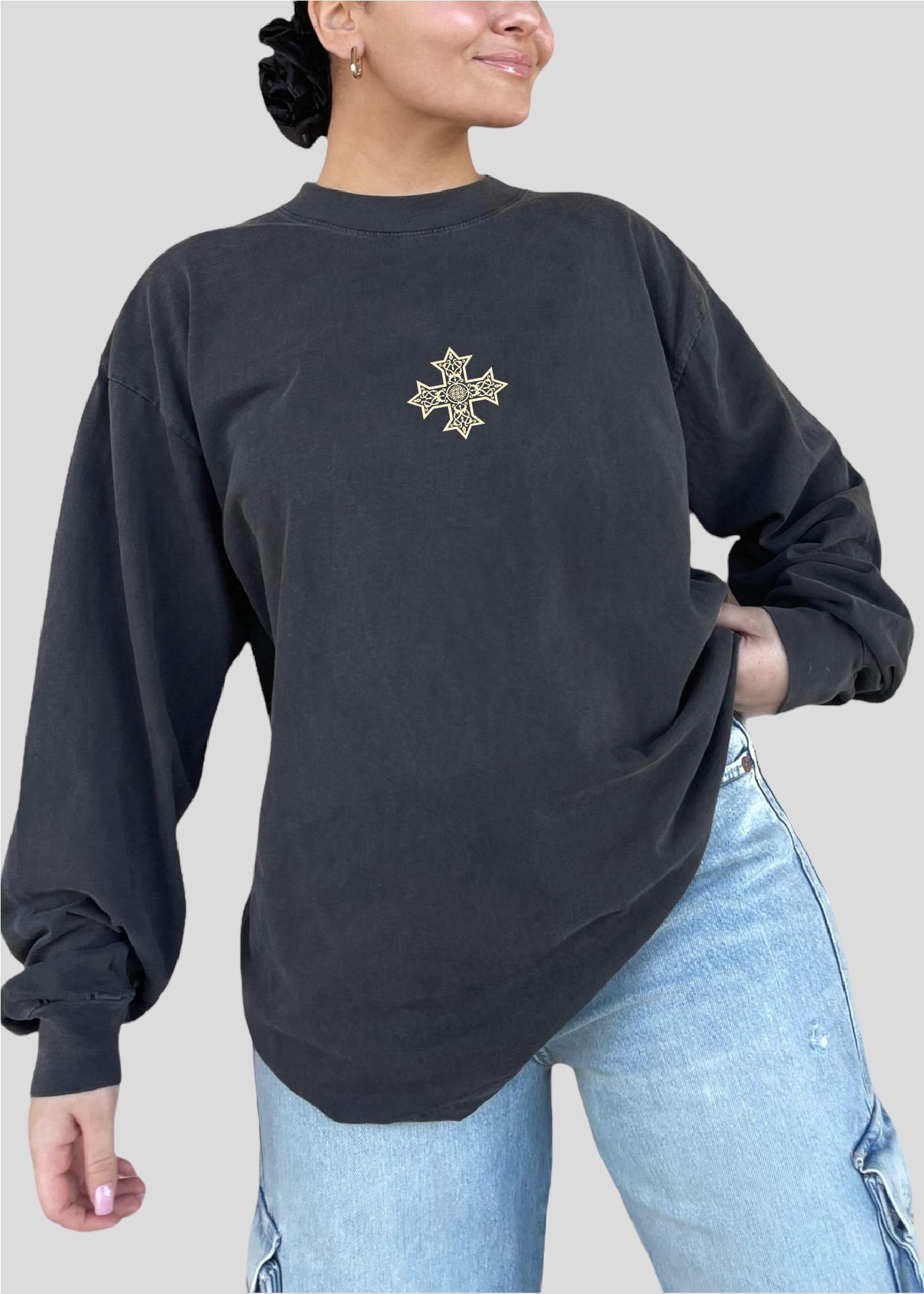 [DEAL TEE] Embroidered Unisex Mystery Coptic Cross Long Sleeve Tee