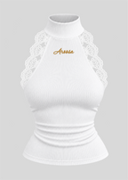 Embroidered Aroosa Lace Halter Top