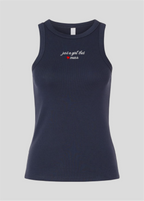 Embroidered Just A Girl That Loves Masr Rib Tank Top