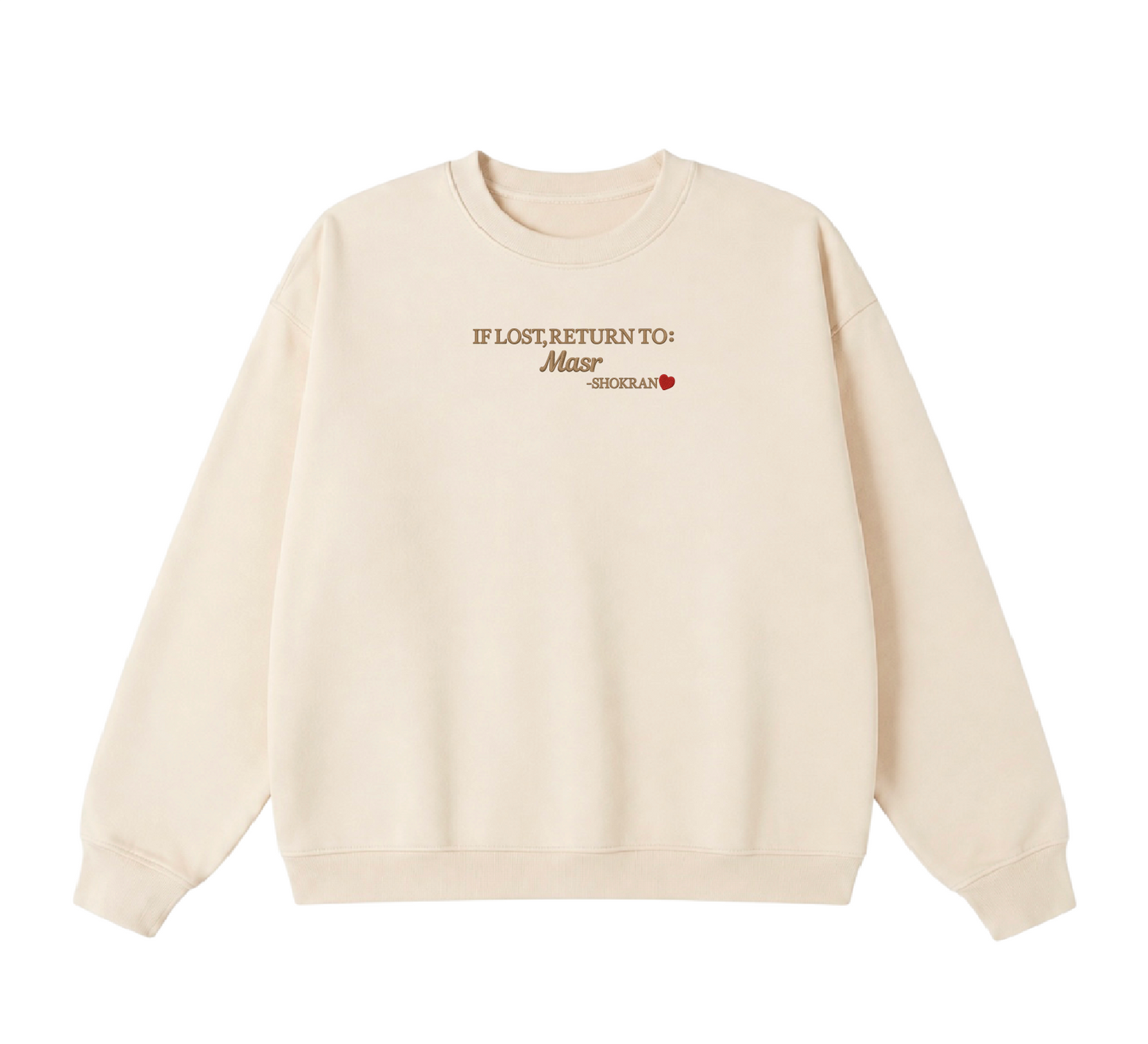Embroidered If Lost, Return to Masr Crewneck