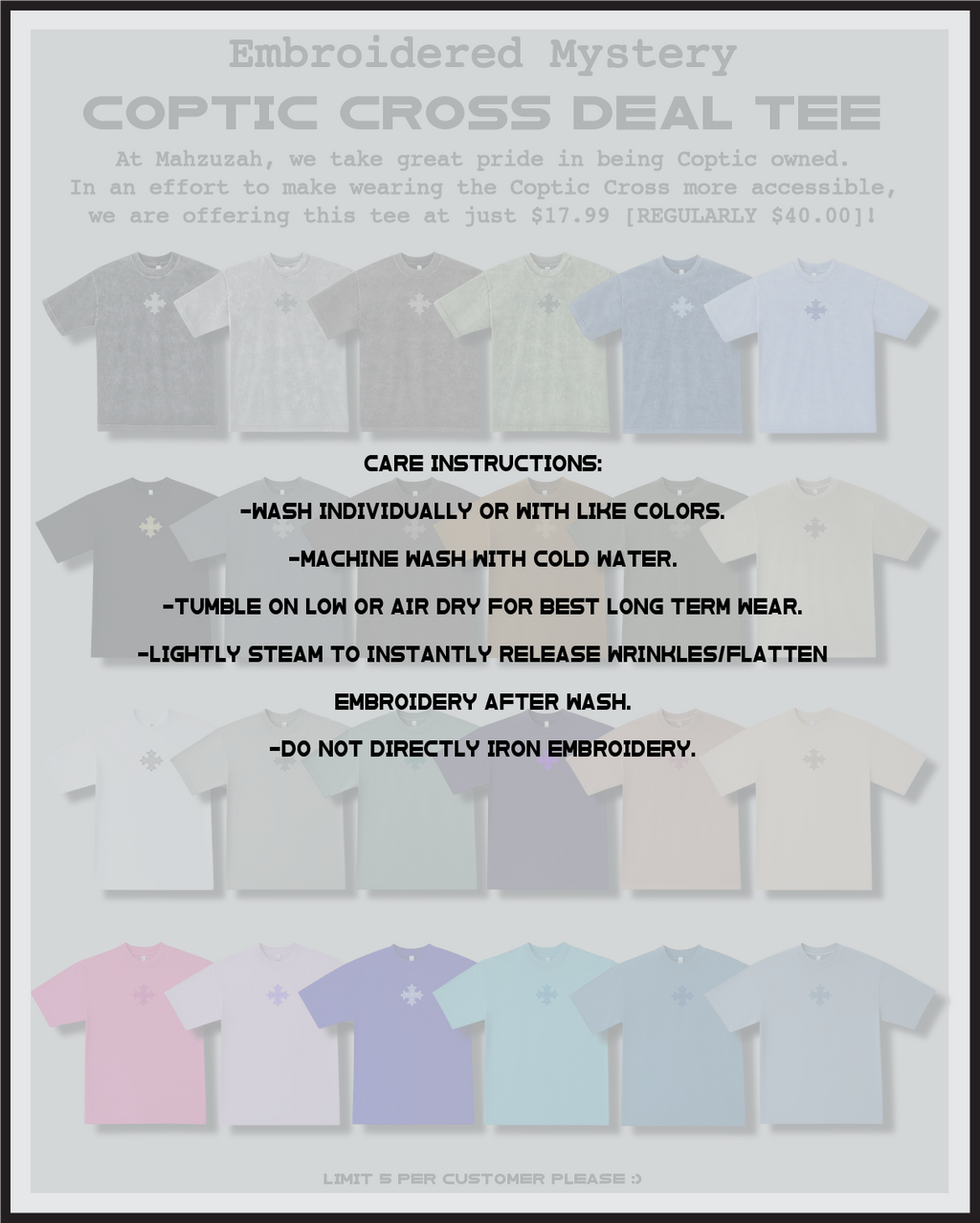 [DEAL TEE] Embroidered Unisex Mystery Coptic Cross Short Sleeve Tee
