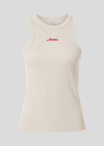 Embroidered Aroosa Rib Tank Top