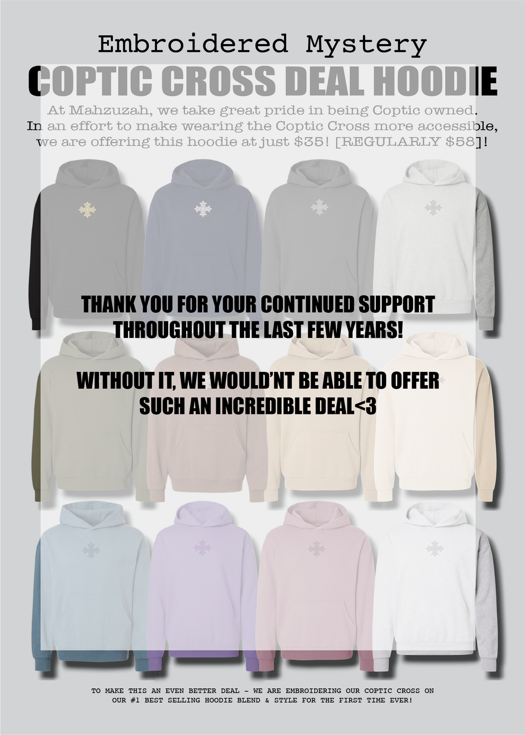 [DEAL HOODIE] Embroidered Unisex Mystery Coptic Cross Hoodie
