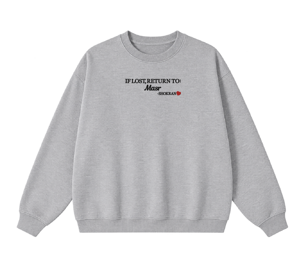 Embroidered If Lost, Return to Masr Crewneck