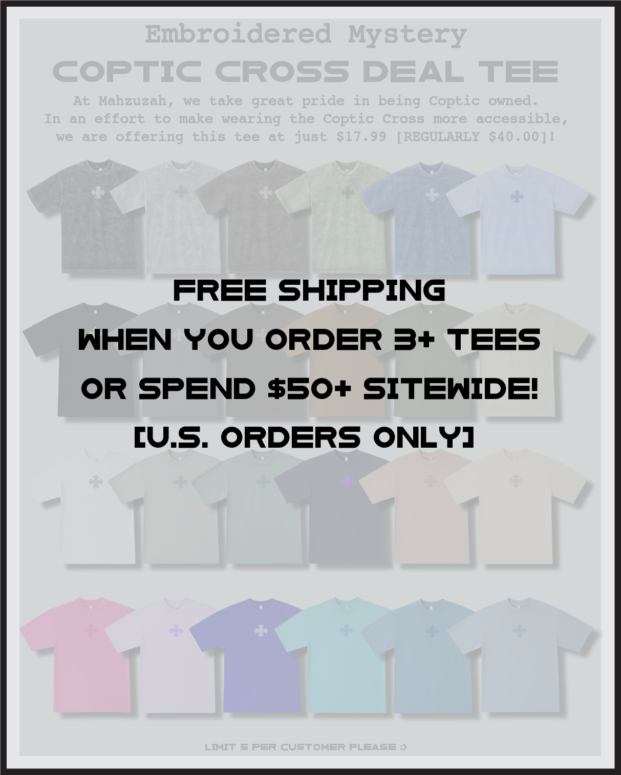 [DEAL TEE] Embroidered Unisex Mystery Coptic Cross Tee