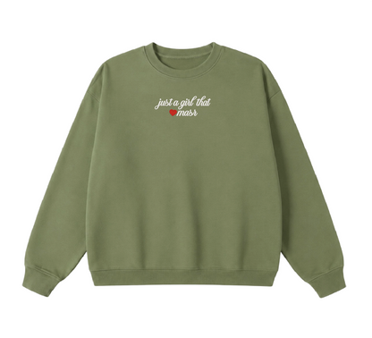 Embroidered Just a Girl That Loves Masr Crewneck