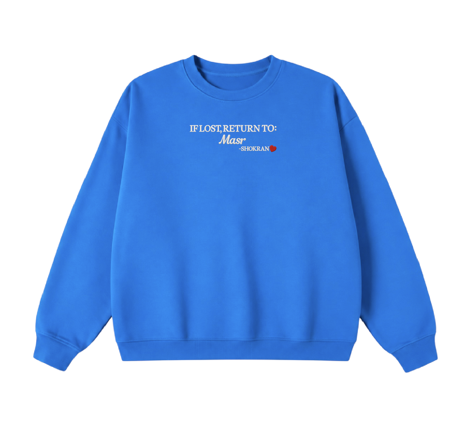 Embroidered If Lost, Return to Masr Crewneck