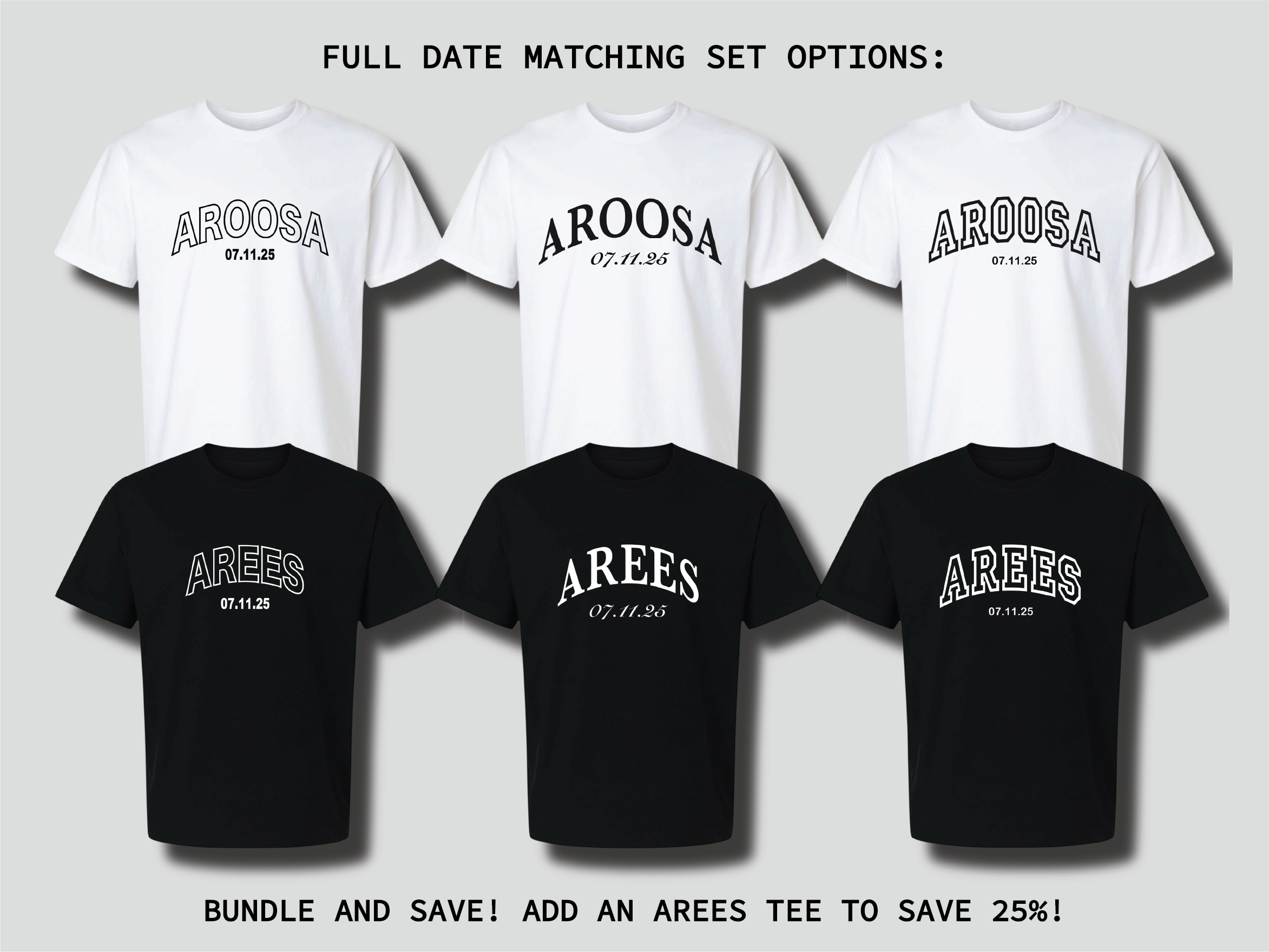 Aroosa [Bride] Tee with Custom Date