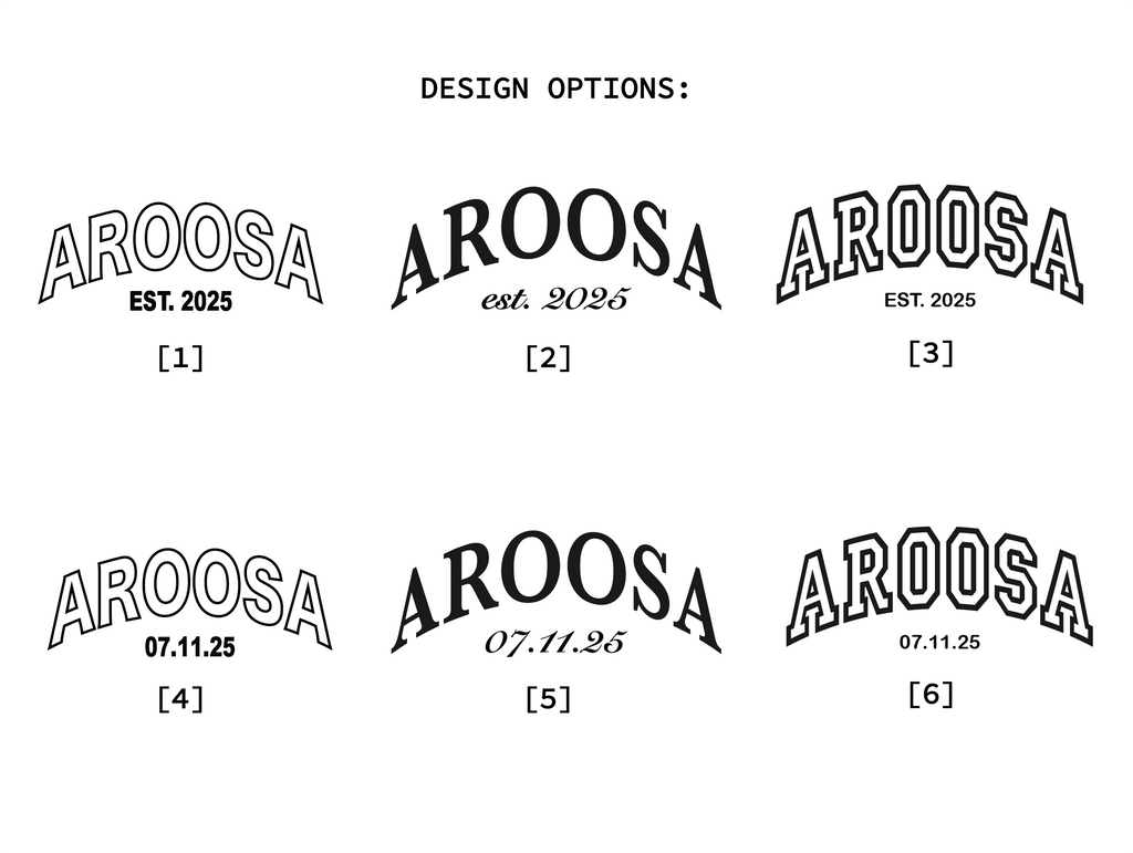 Aroosa [Bride] Tee with Custom Date
