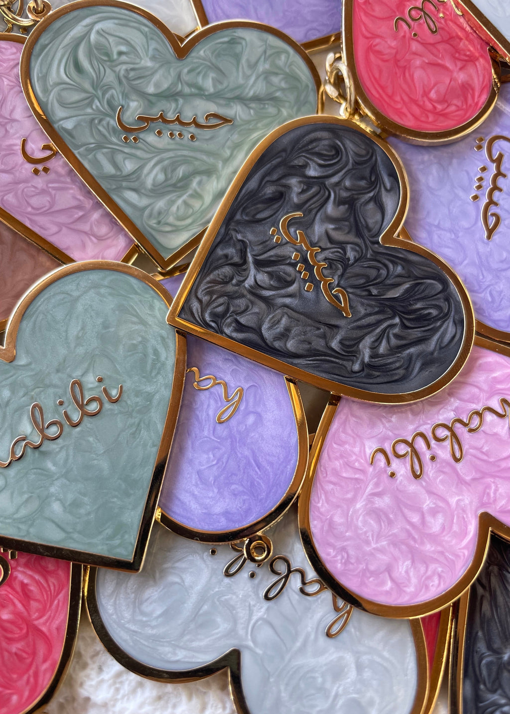 Pearlescent Habibi Heart Keychains