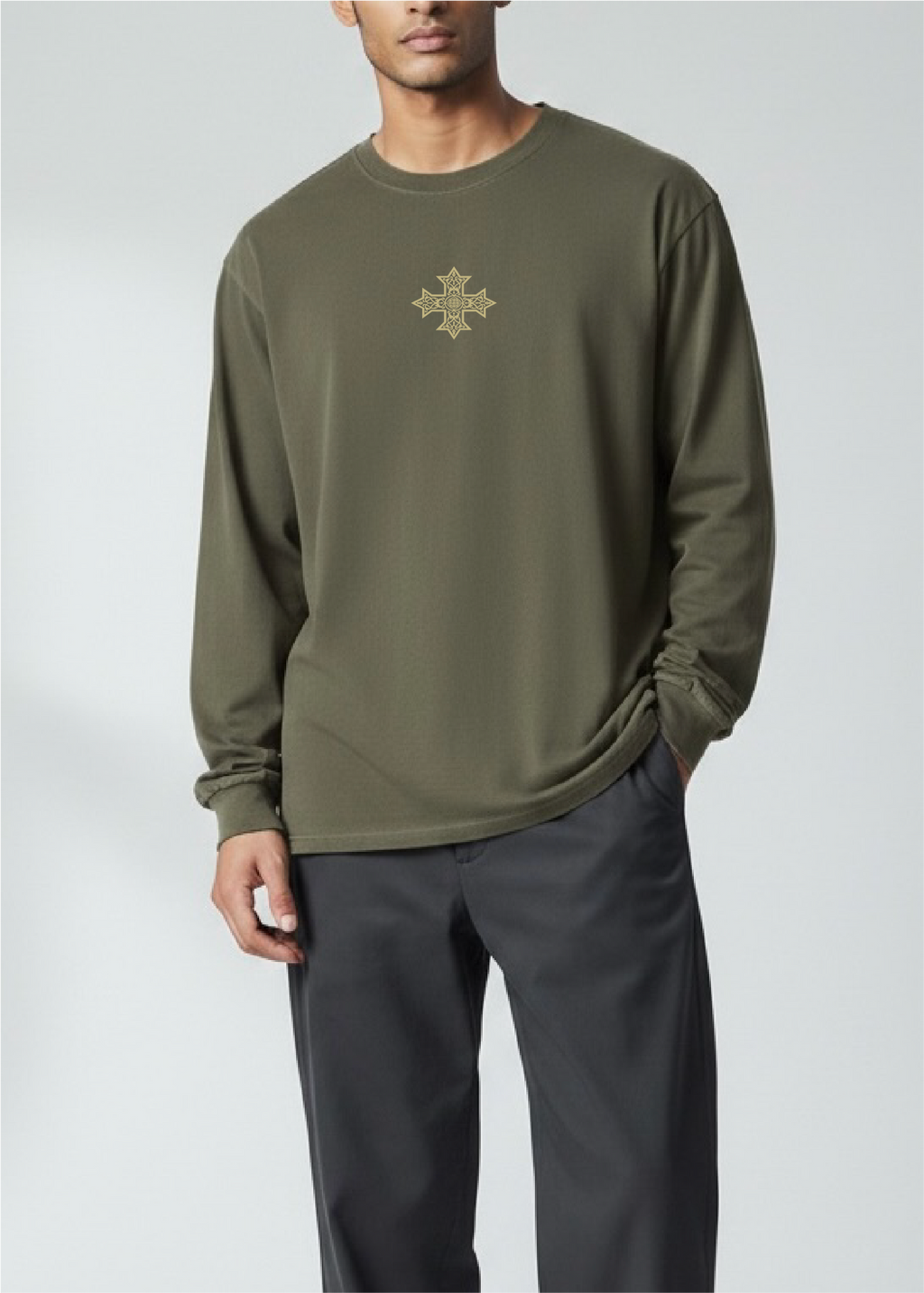 [DEAL TEE] Embroidered Unisex Mystery Coptic Cross Long Sleeve Tee