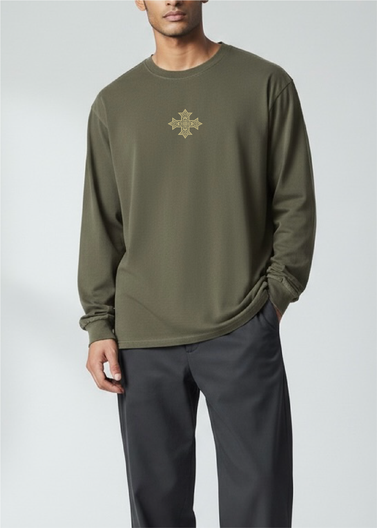 [DEAL TEE] Embroidered Unisex Mystery Coptic Cross Long Sleeve Tee
