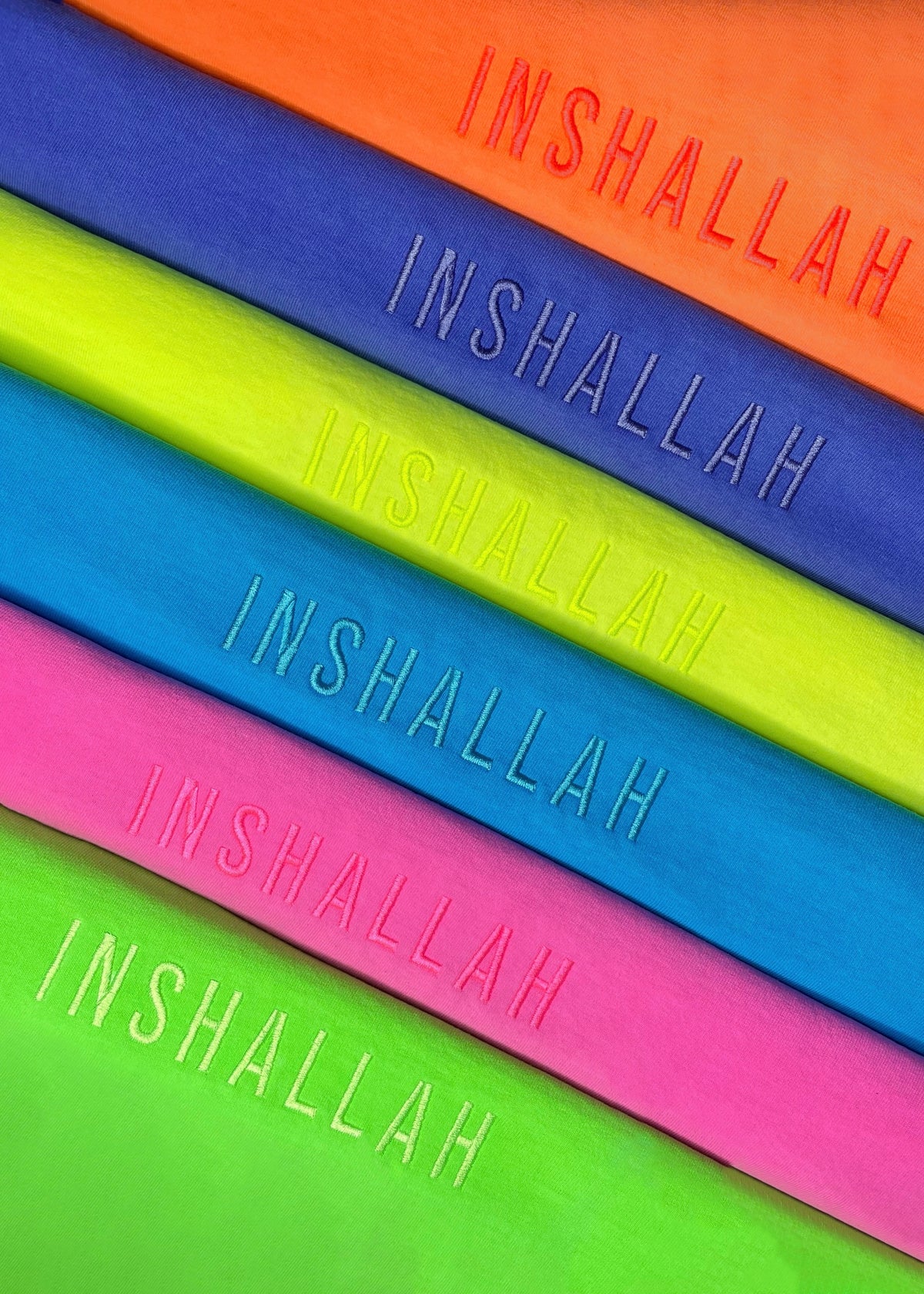 Embroidered Neon Inshallah T-Shirts