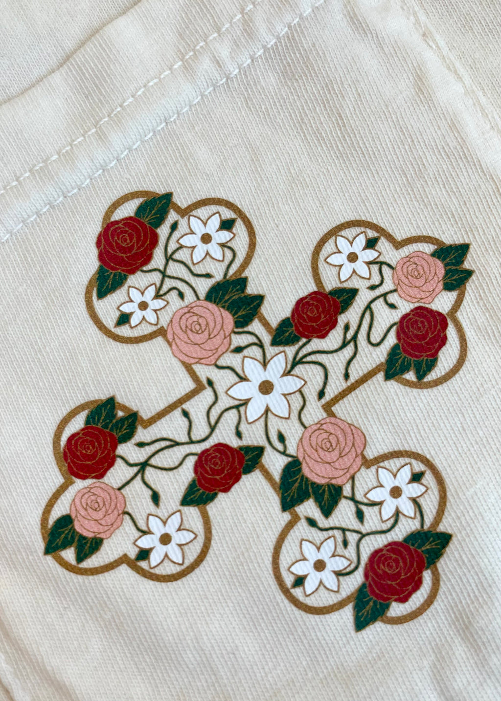 Wholesale Box- Printed Floral Coptic Cross Tee
