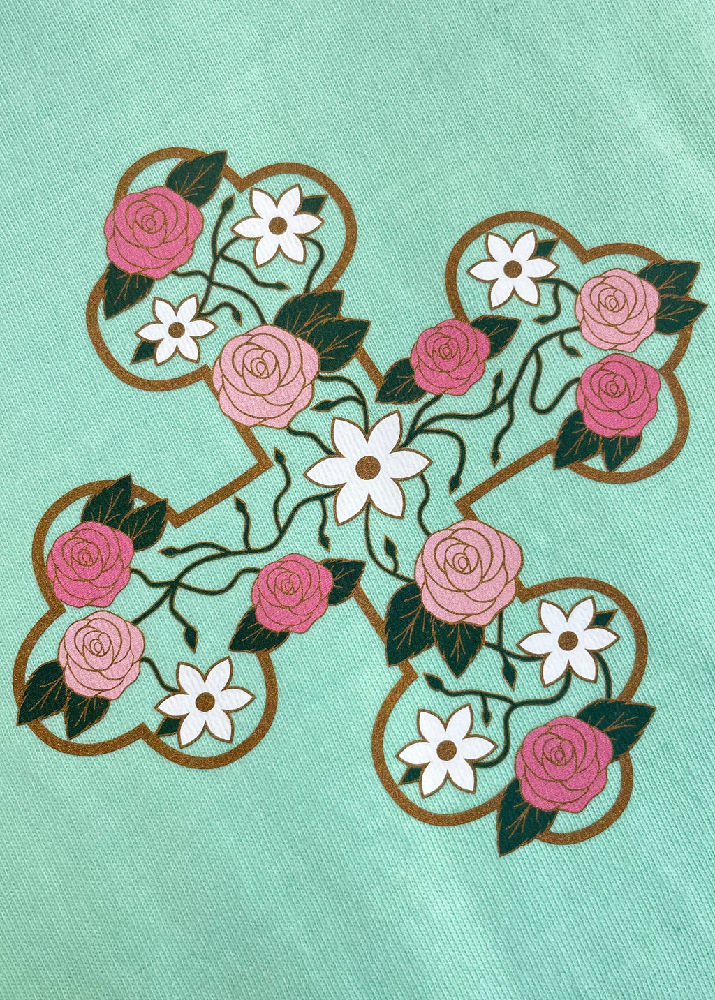 Wholesale Box- Printed Floral Coptic Cross Tee