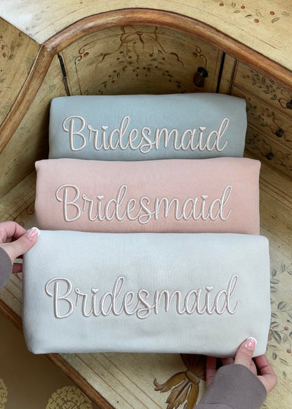 3D Embroidered Bridesmaid Crewnecks