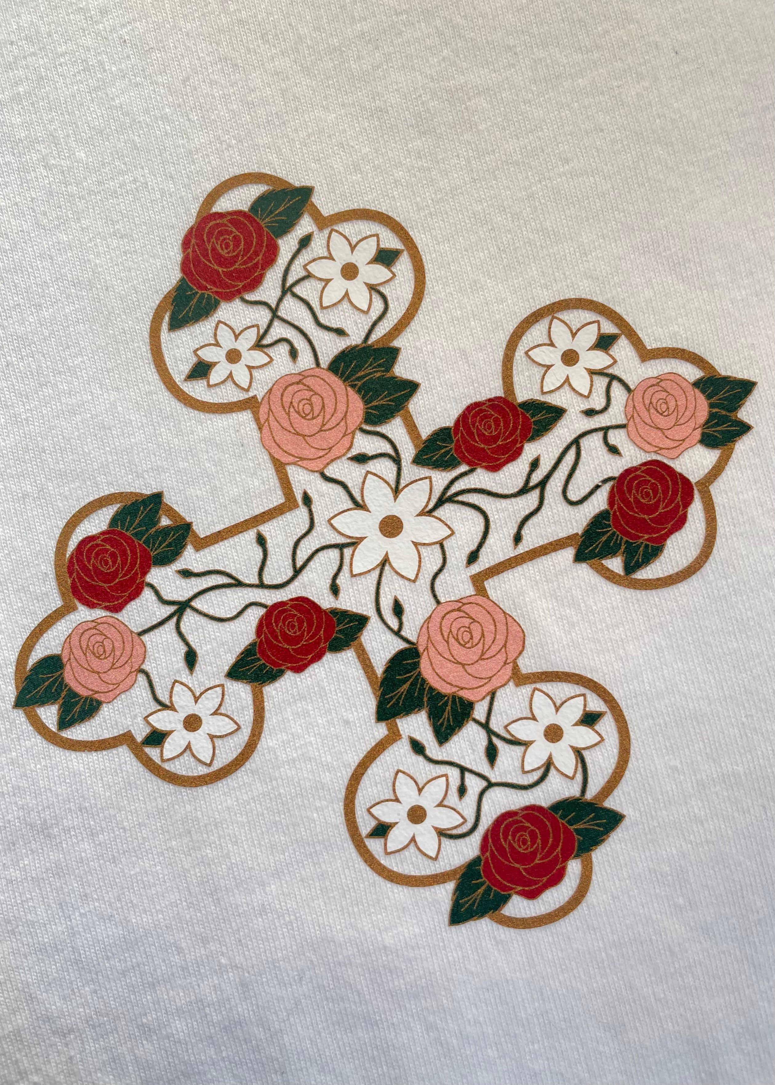 Wholesale Box- Printed Floral Coptic Cross Tee
