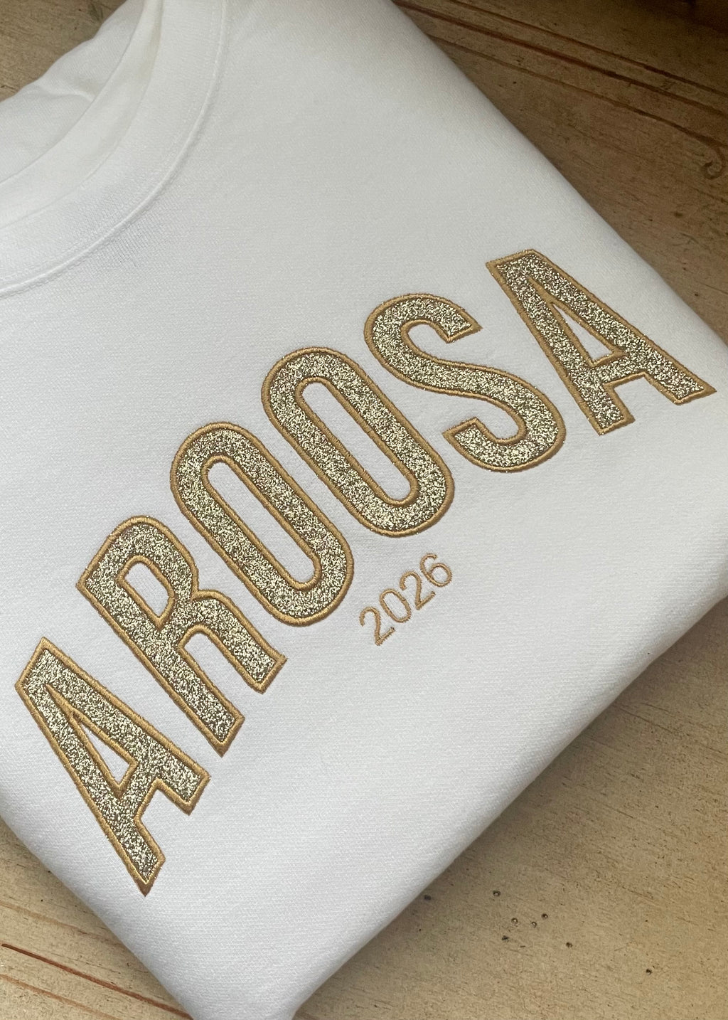 Embroidered Glitter Applique Aroosa Crewneck