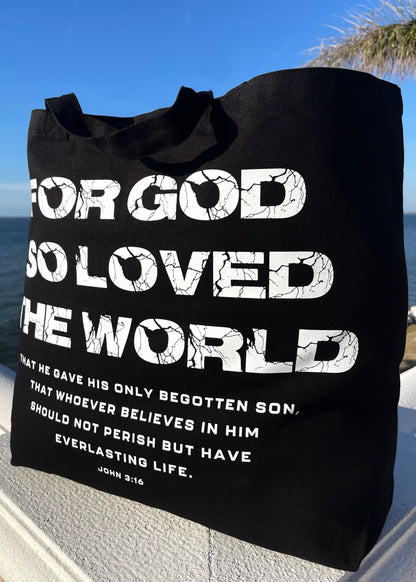 [Double Sided] For God So Loved The World (John 3:16) Jumbo Tote