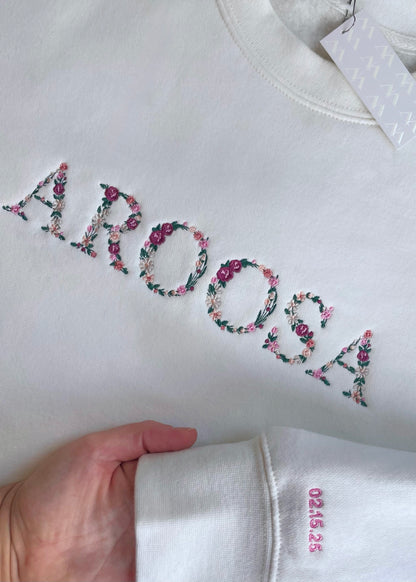 Embroidered Floral Aroosa Crewneck (Bride Crewneck)