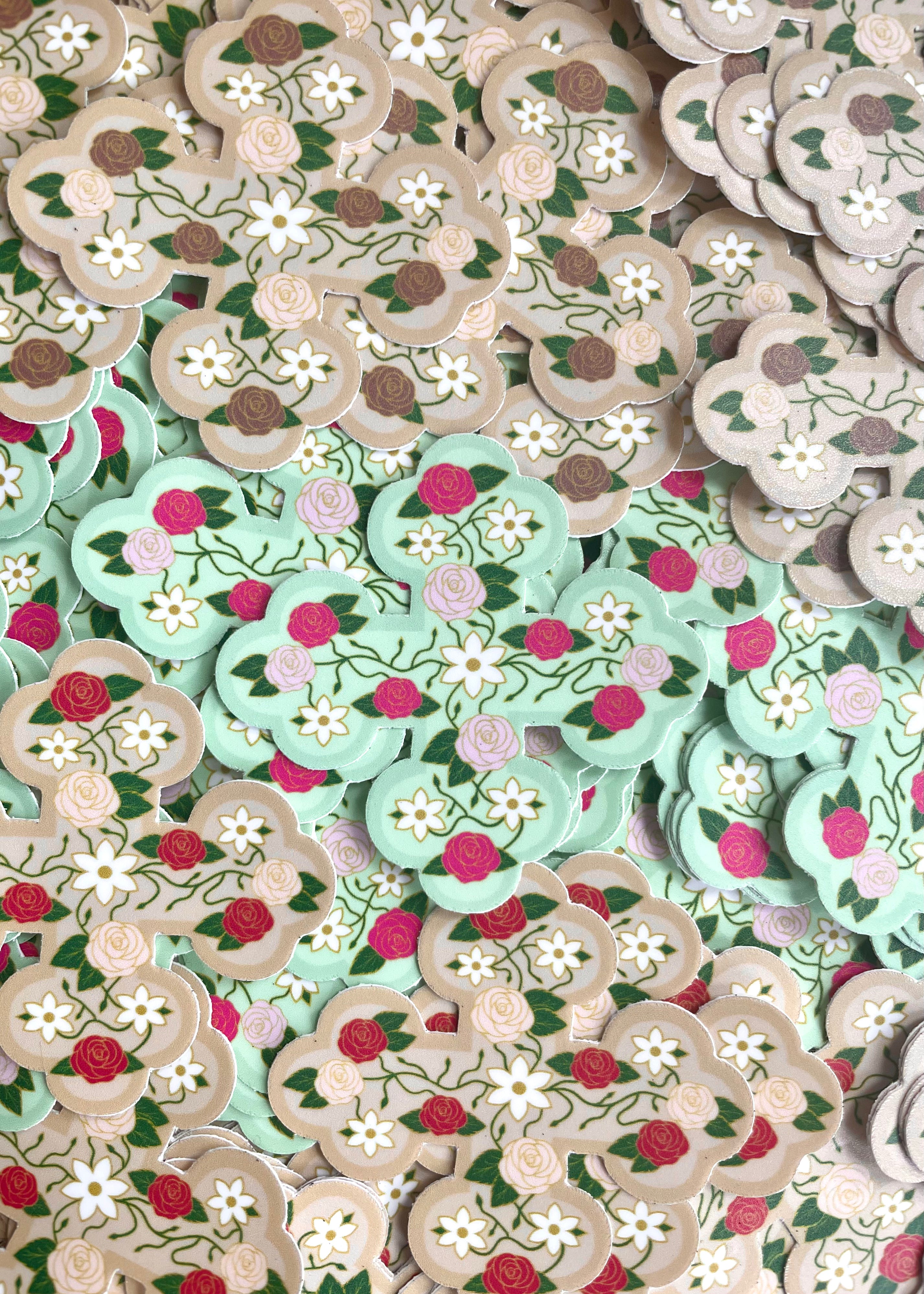 Floral Coptic Cross Vinyl Sticker