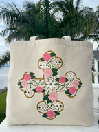 Customizable Floral Coptic Cross Jumbo Tote