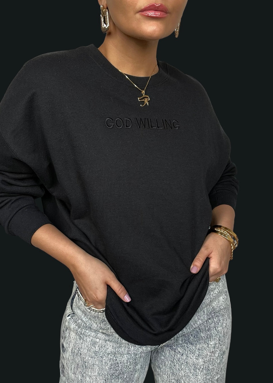 Embroidered God Willing Sweatshirts