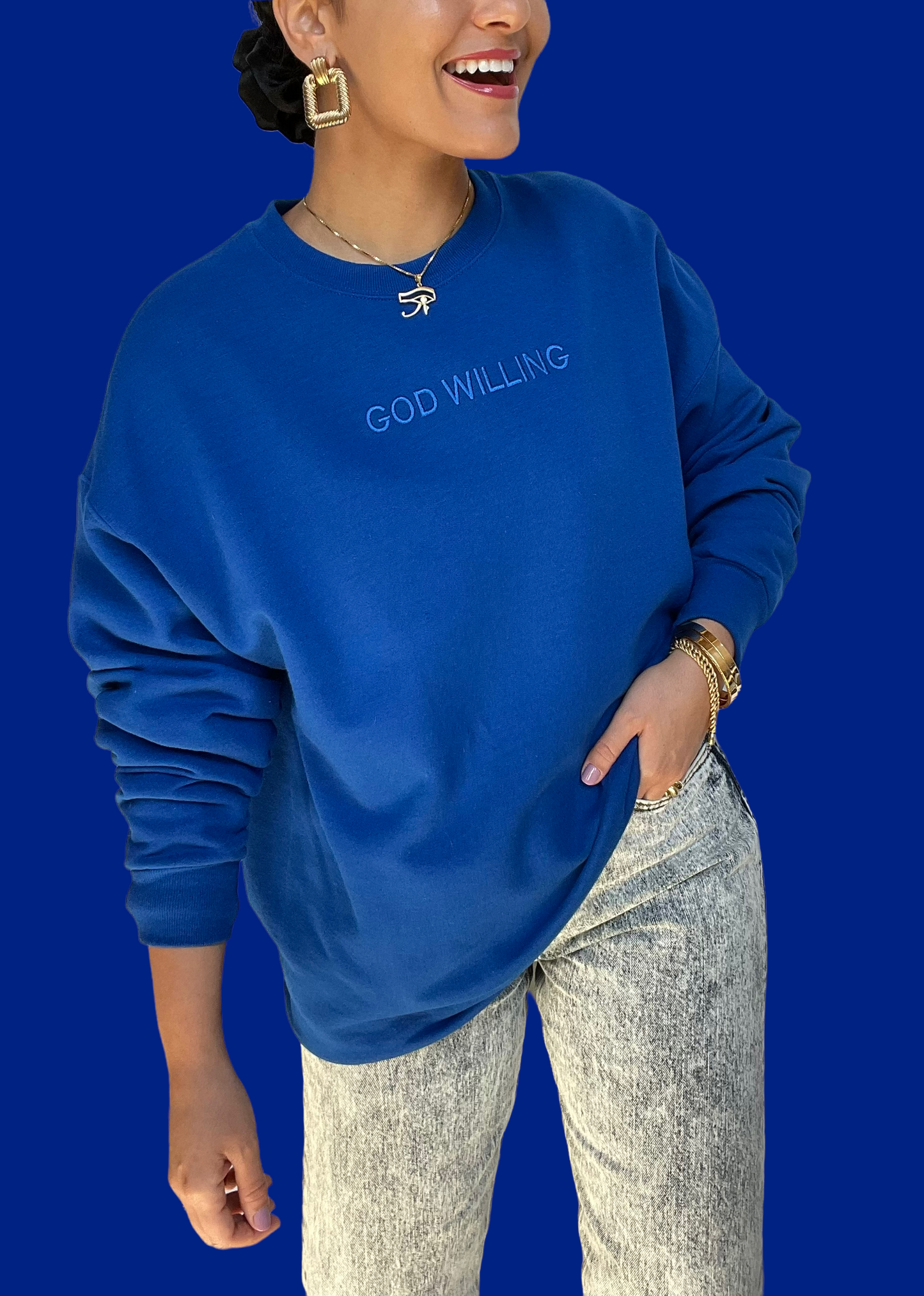 Embroidered God Willing Sweatshirts