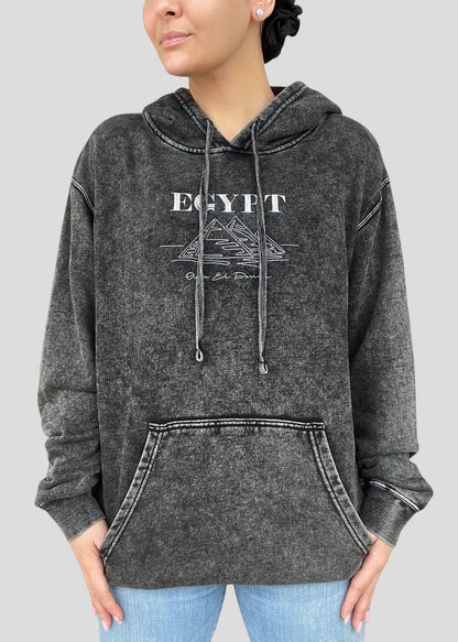 [READY TO SHIP] Embroidered Mineral Wash Egypt- Oum El Donia Hoodies