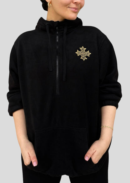 Limited Edition Embroidered Coptic Cross Quarter Zip Fleece Hoodie