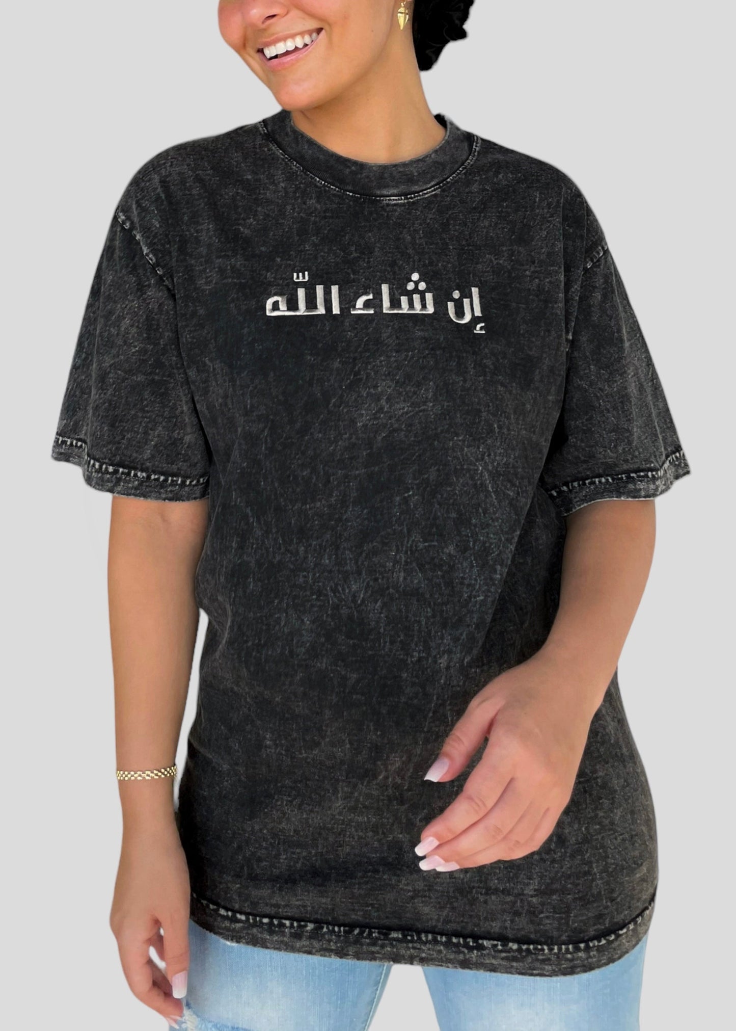 [READY TO SHIP] Embroidered Arabic Inshallah T-Shirts