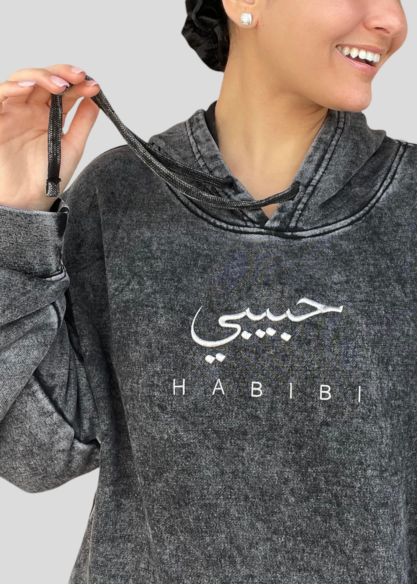Embroidered Mineral Wash Habibi - Hoodie
