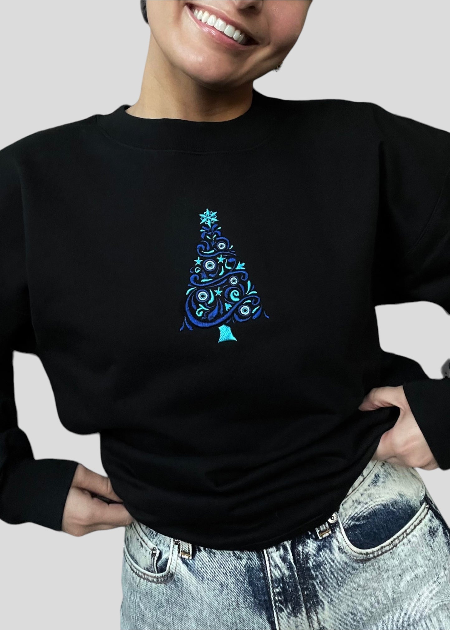 Embroidered Evil Eye Christmas Tree Sweatshirts