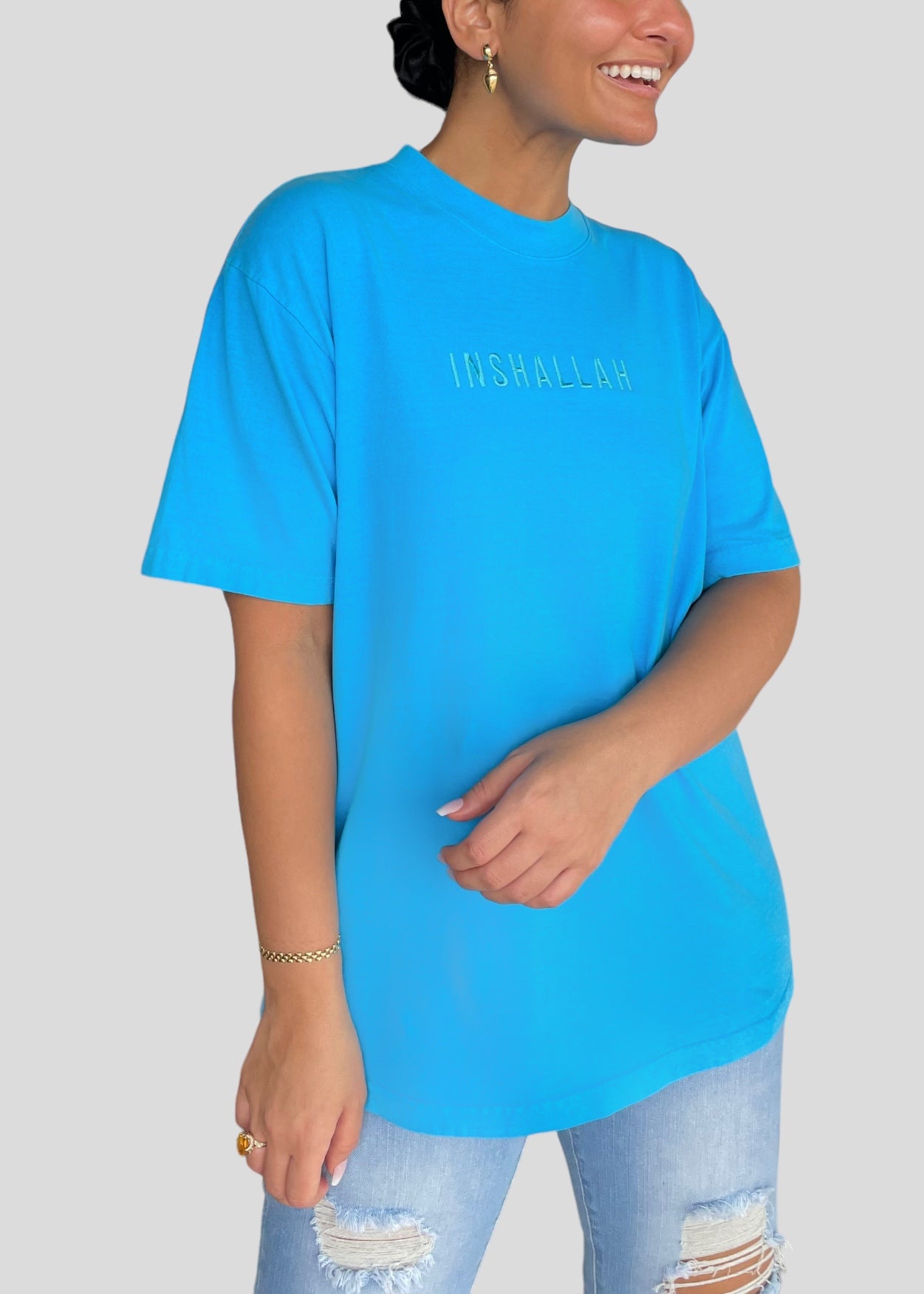 Embroidered Neon Inshallah T-Shirts