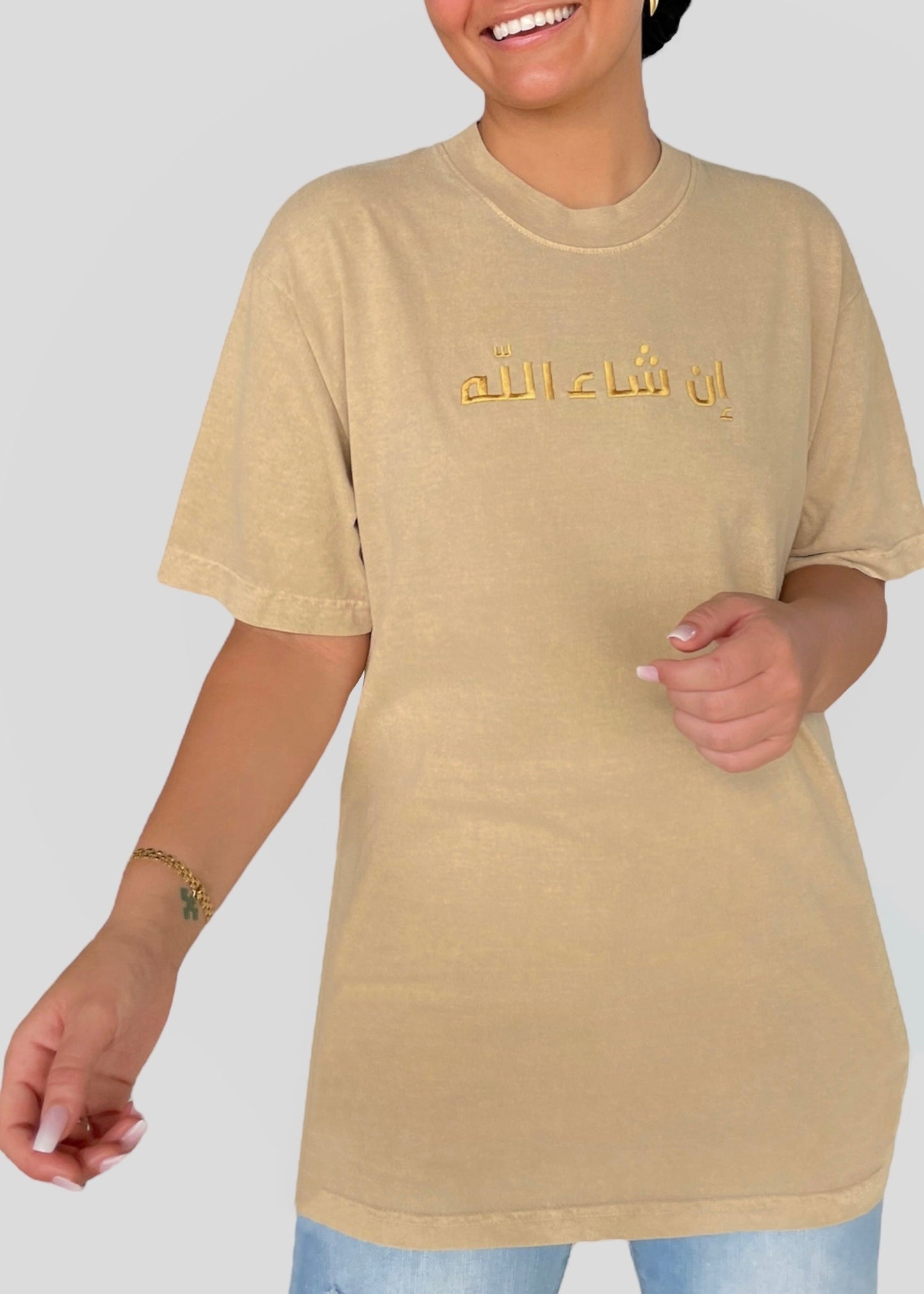 [READY TO SHIP] Embroidered Arabic Inshallah T-Shirts