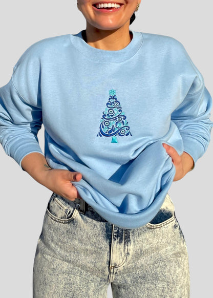 Embroidered Evil Eye Christmas Tree Sweatshirts