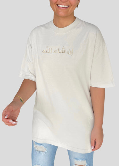 [READY TO SHIP] Embroidered Arabic Inshallah T-Shirts