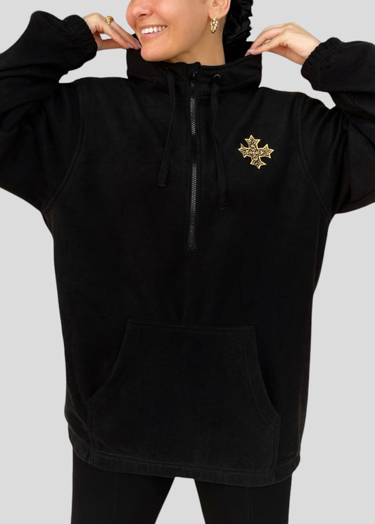 Limited Edition Embroidered Coptic Cross Quarter Zip Fleece Hoodie
