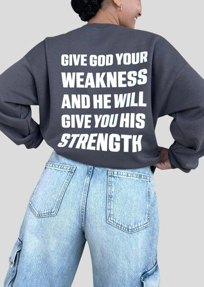 [READY TO SHIP] Coptic Cross + Give God Your Weakness and He Will Give You His Strength Sweatshirts