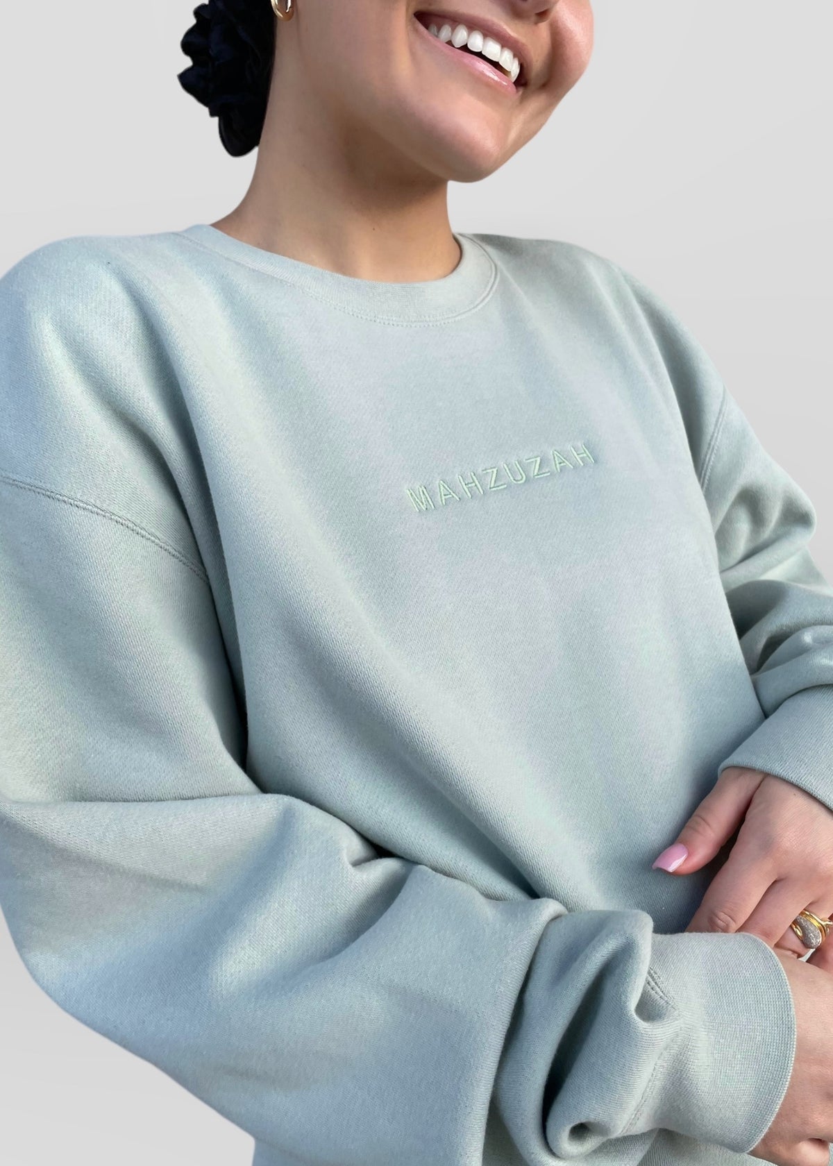 Coptic Floral Cross + Mahzuzah Printed & Embroidered Sweatshirts