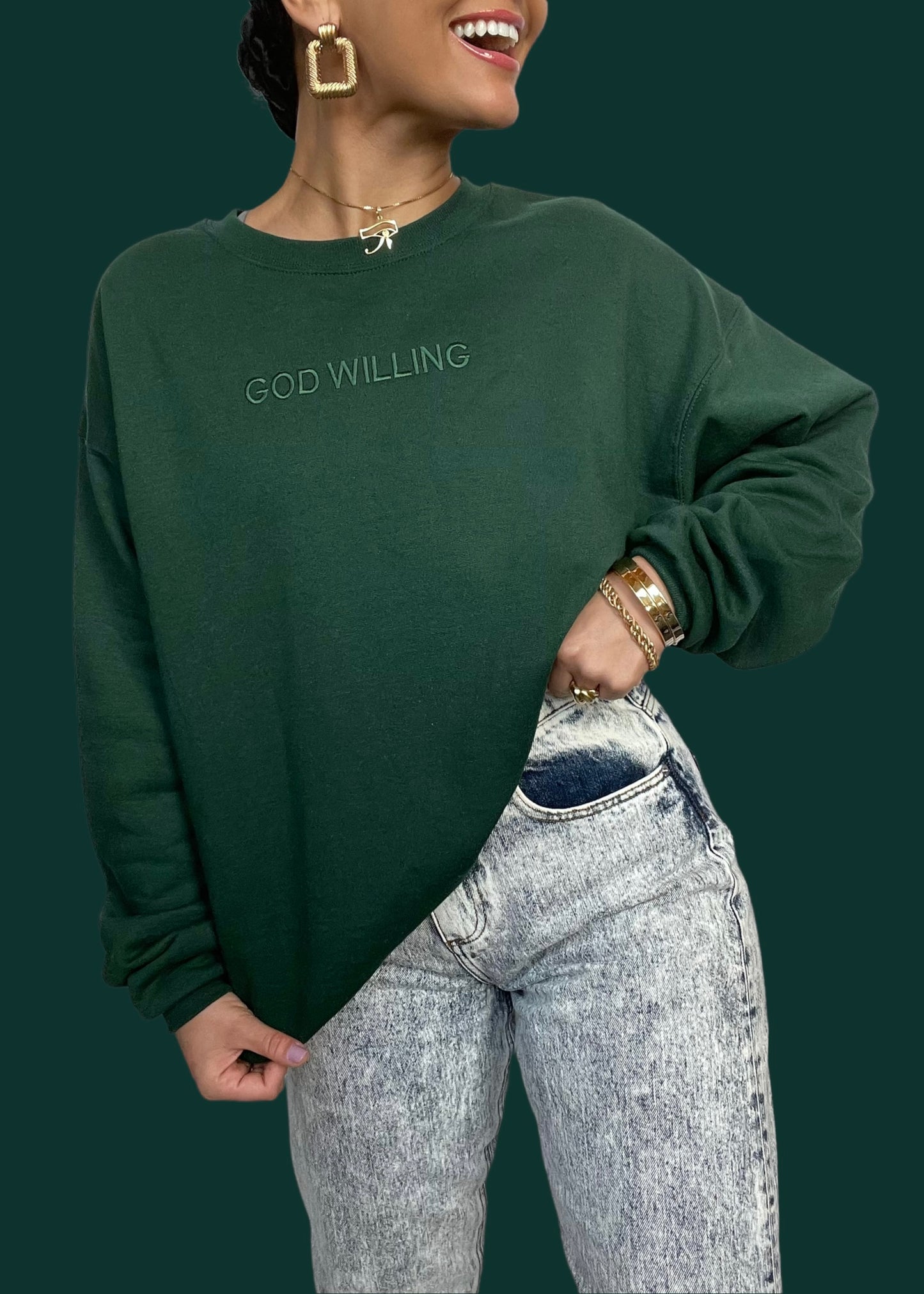 Embroidered God Willing Sweatshirts