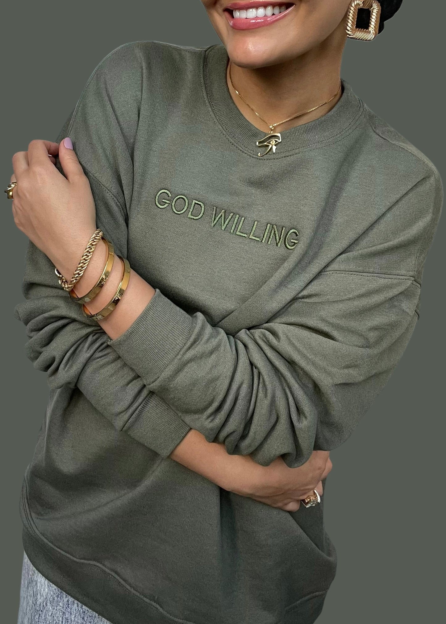 Embroidered God Willing Sweatshirts