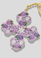 Floral Coptic Cross Keychains