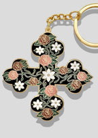 Floral Coptic Cross Keychains