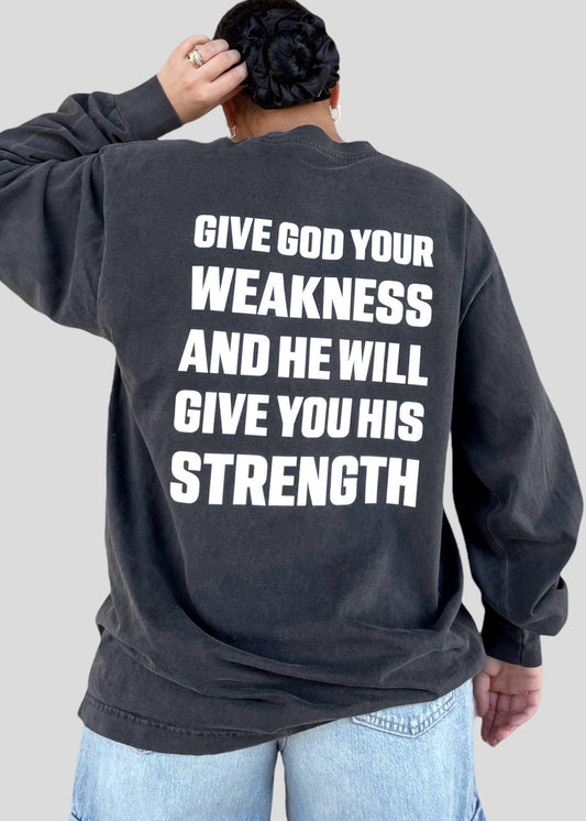 [READY TO SHIP] Coptic Cross + Give God Your Weakness and He Will Give You His Strength Tees