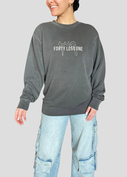 Embroidered Forty Less One Crewnecks