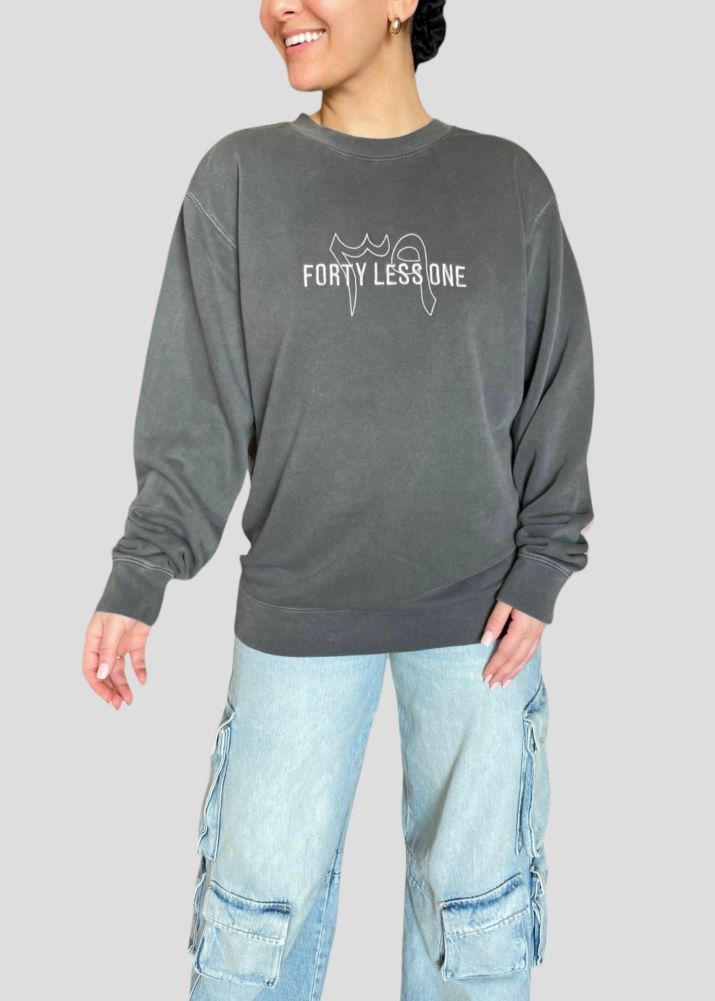 [READY TO SHIP] Embroidered Forty Less One Crewnecks