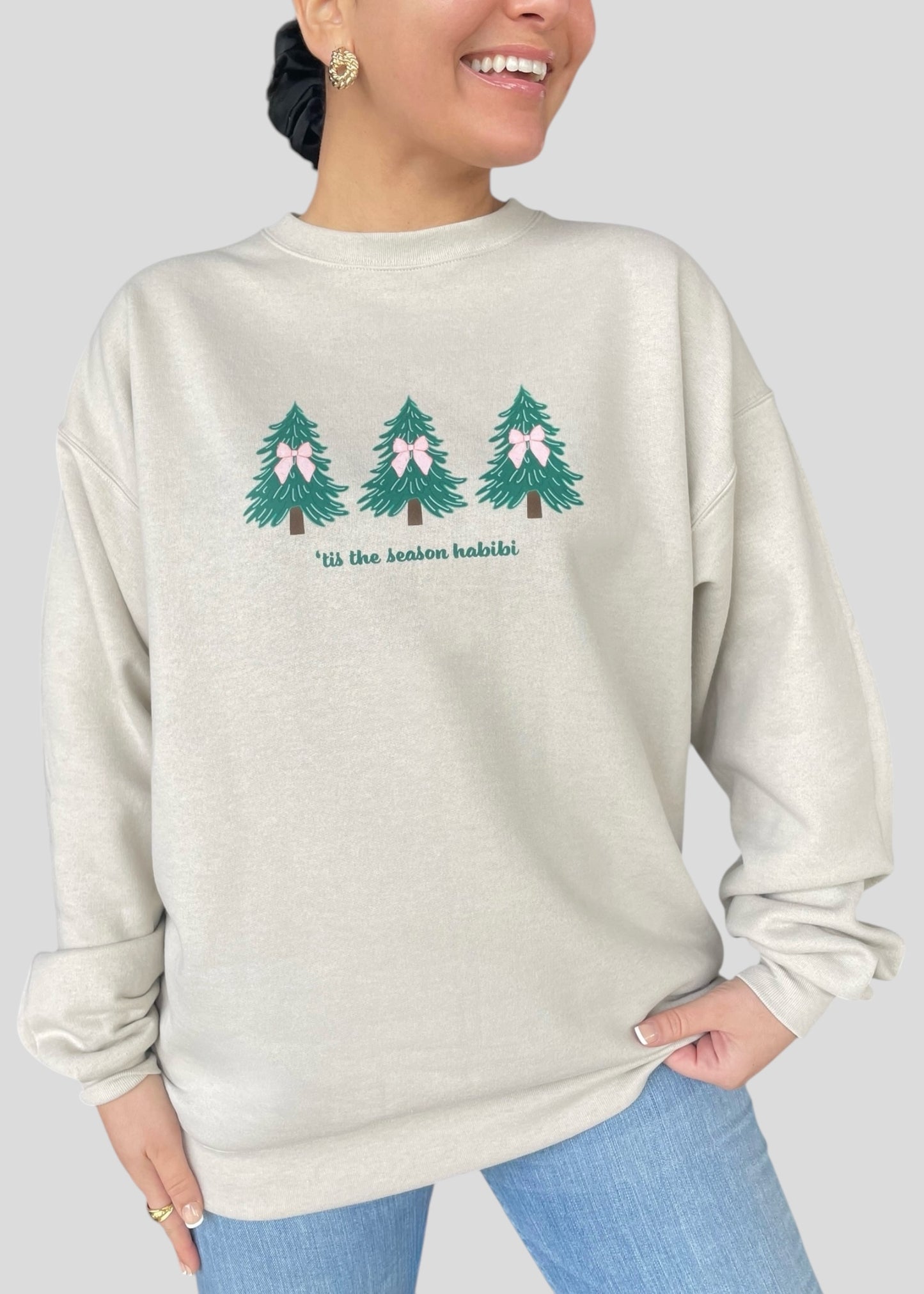 'Tis The Season Habibi- Coquette Christmas Tree Sweatshirts